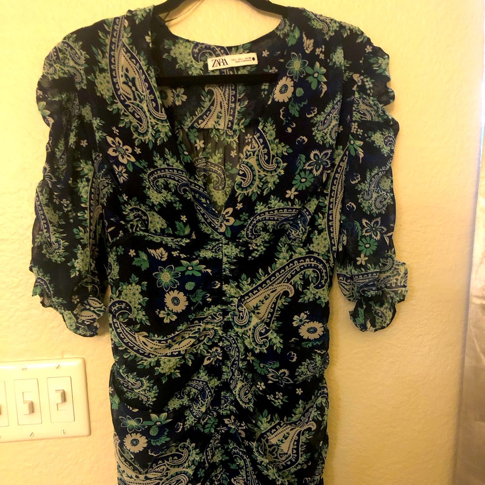 Zara Paisley Ruffle Dress